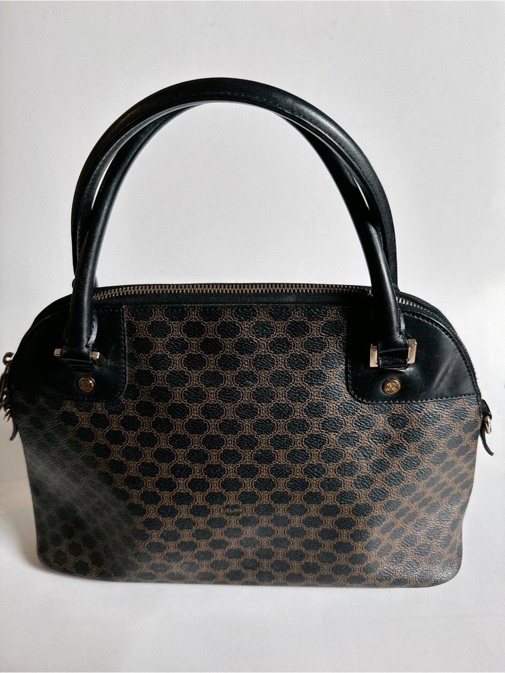 Celine Brown & Black Vintage 2000s Macadam Dome Bag